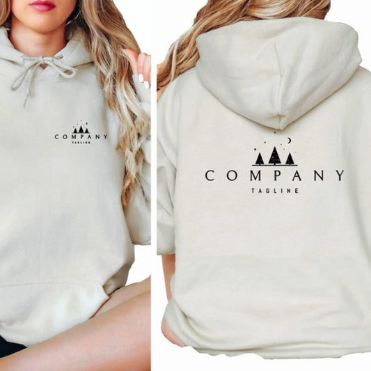 Printed Custom Logo Hoodie, Your Business Logo or Brand Logo, Front and Back Logo Hoodie