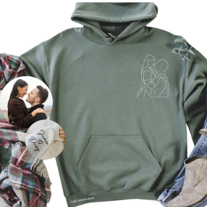 Embroidered Custom Portrait from Photo Hoodies,Custom Couple Portrait, Personalized Gifts