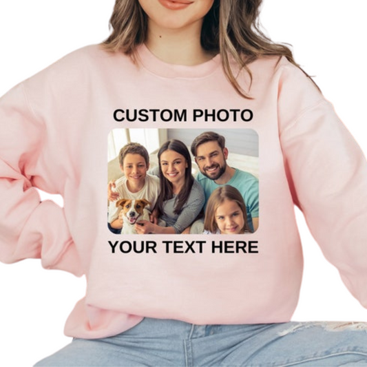 Printed Custom Photo Sweatshirt with Your Text, Personalized Picture ,Perfect for Mother's Day