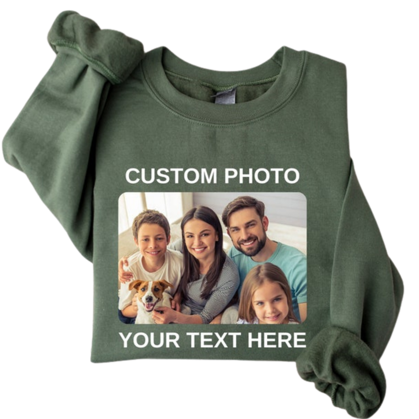 Printed Custom Photo Sweatshirt with Your Text, Personalized Picture ,Perfect for Mother's Day