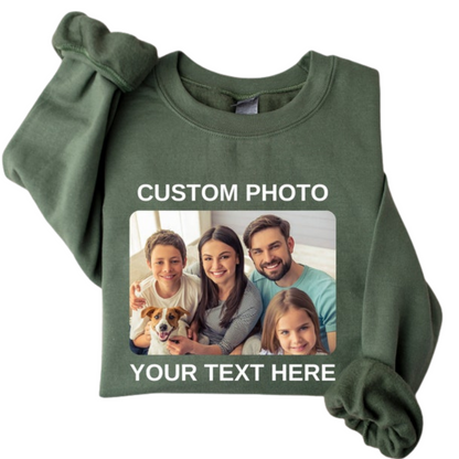Printed Custom Photo Sweatshirt with Your Text, Personalized Picture ,Perfect for Mother's Day