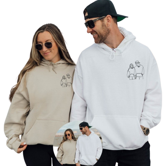 Embroidered Custom Portrait from Photo Hoodies,Custom Couple Portrait, Personalized Gifts